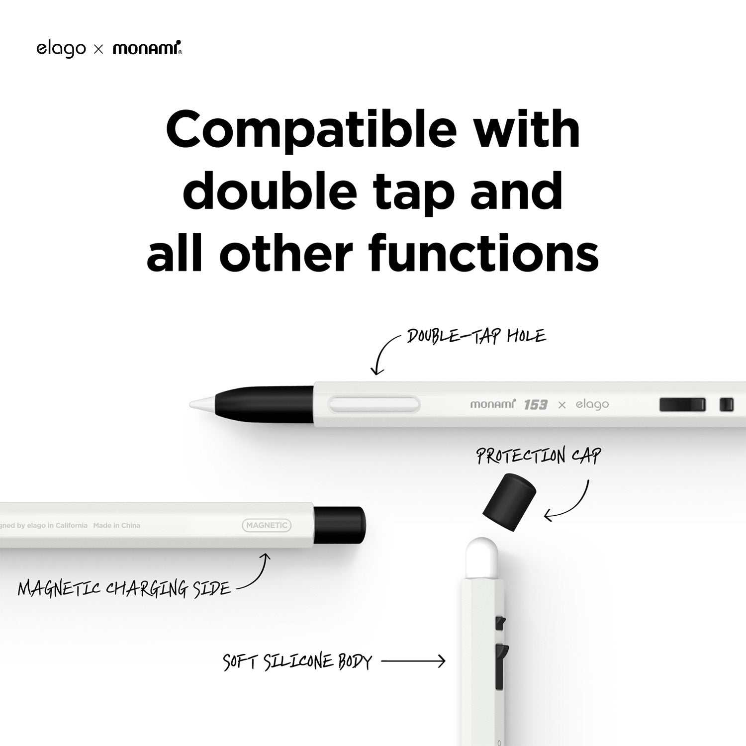 Enlighten spor tynd elago x MONAMI Case for Apple Pencil 2nd Gen [White]