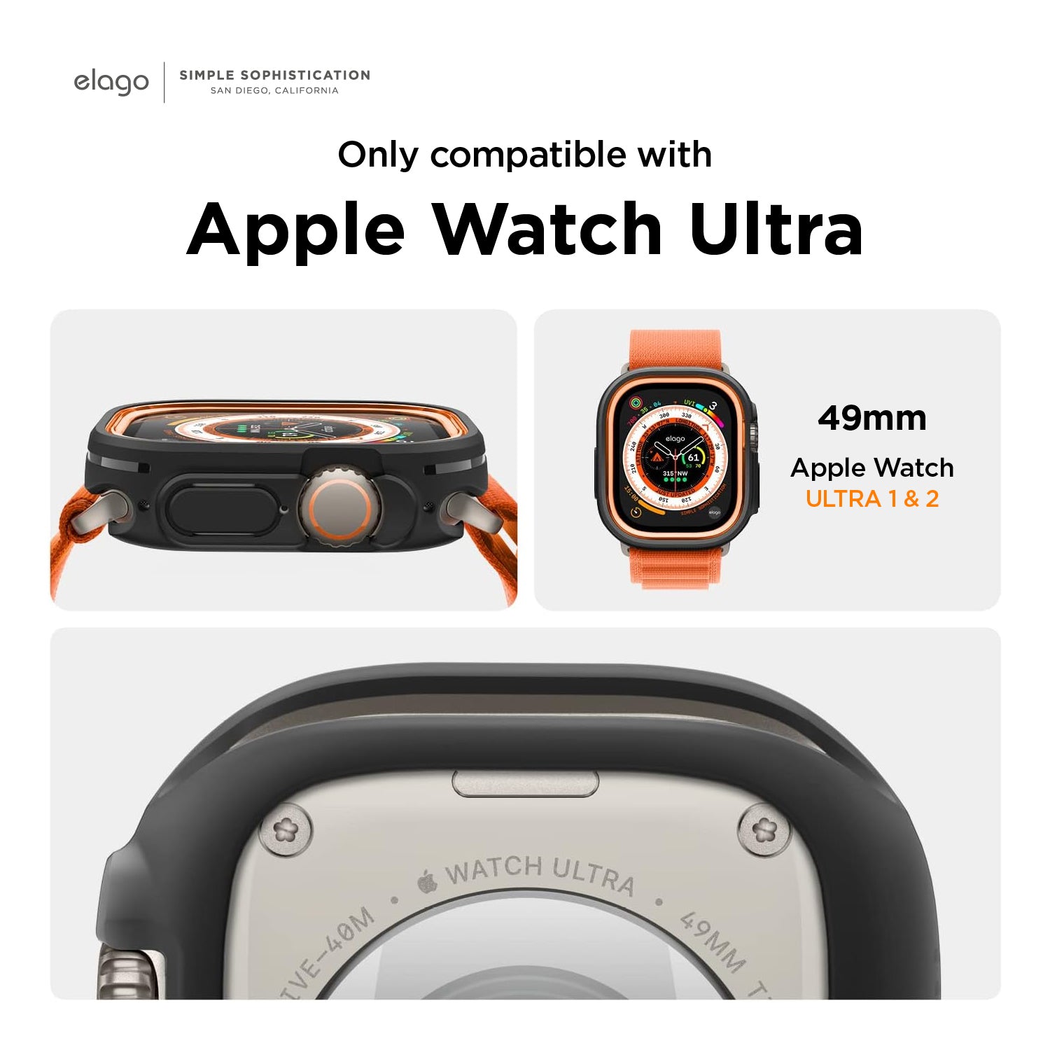 For Apple Watch Ultra /Utlra 2 49mm One-Piece TPU Sport Band Strap + Rugged  Case