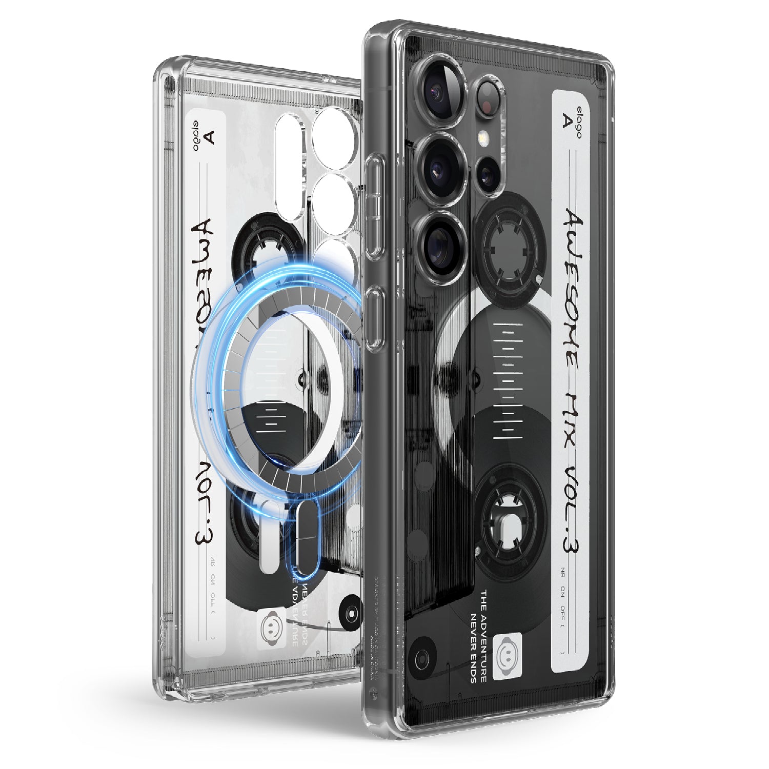 elago Retro Cassette Tape 2 MagSafe Clear Case for Galaxy S25 Ultra elago Retro Cassette Tape 2 MagSafe Clear Case for Galaxy S25 Ultra