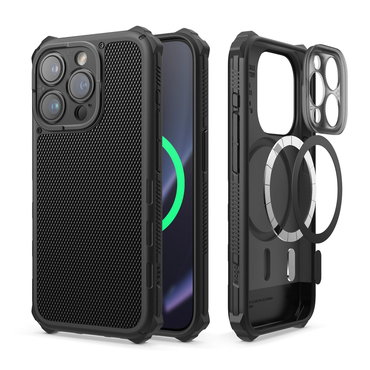 Alogy Armored Stand Ring Case Schutzhülle für MagSafe für Apple iPhone 14  Pro, schwarzes Glas - 4KOM