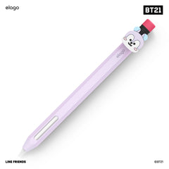 Stylish purple Apple iPencil case featuring BT21 character design, compatible with Apple iPad pencil case setups. Ideal for carrying Apple Pencil with a secure carrying case, includes an Apple Pencil cap cover, and fits the case for Apple Pencil 1st generation.