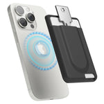 Compact Apple MagSafe credit card holder alongside a sleek Apple AirTag holder for keys, perfect as a tiny key fob with secure key tracking capabilities.