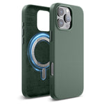 Green leather iPhone 16 Pro Max case with MagSafe compatibility, designed by Apple for durability and style. Perfect addition to iPhone 16 Pro Max Apple cases.
