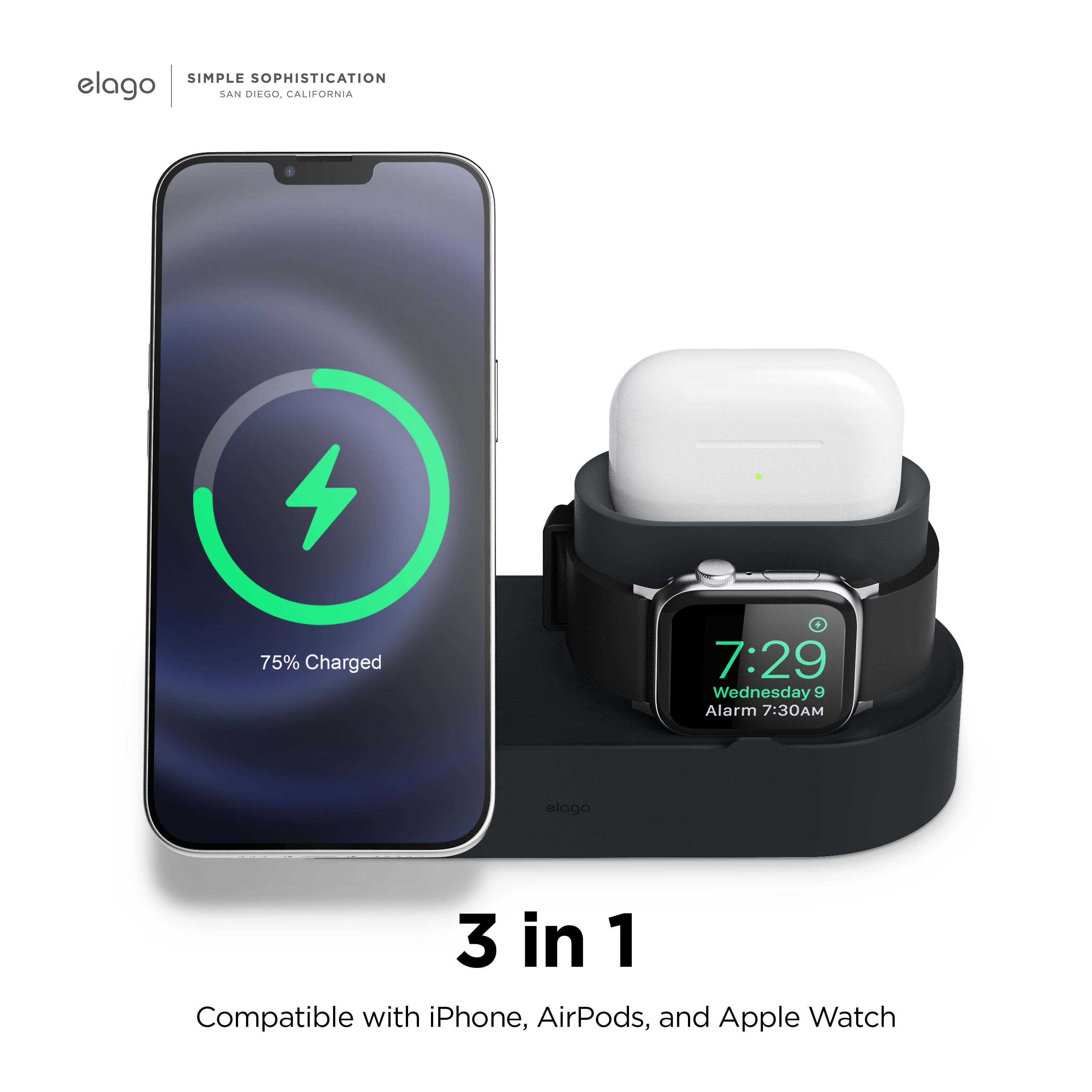 Wireless Charging Station for iPhone, Watch, Airpods / Smartphone,  Smartwatch, Buds 