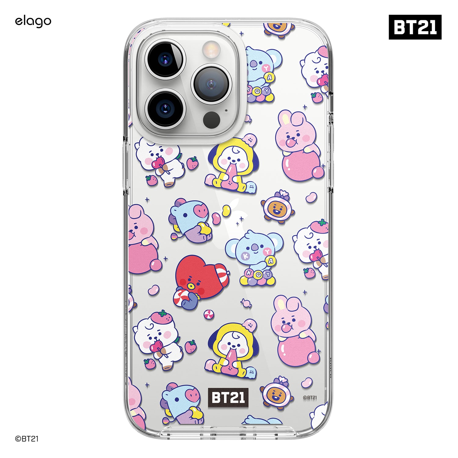 BT21 Official Merchandise for iPhone 14 Plus Case with Card Holder Mirror Shockproof Protective Thin Slim Hard PC Back Cover Phone Case 6.7 inch