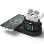 Compact charging stand for Apple Watch, iPhone, and AirPods, versatile charging stand for iPhone, AirPods, and Apple Watch, and practical phone and Apple Watch charging stand for all your devices.