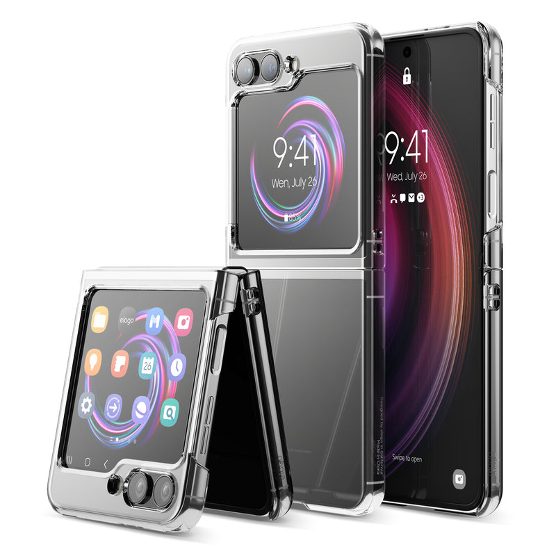 elago Compatible with Samsung Galaxy Z Flip 5 Case - Clear Case, Hard PC Cover , Anti-Yellowing, Crystal Clear, Shockproof Bumper Cover, Full Body