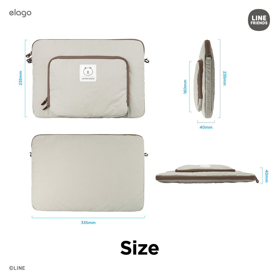 LINE FRIENDS | elago Tablet and Laptop Sleeve [Brown]