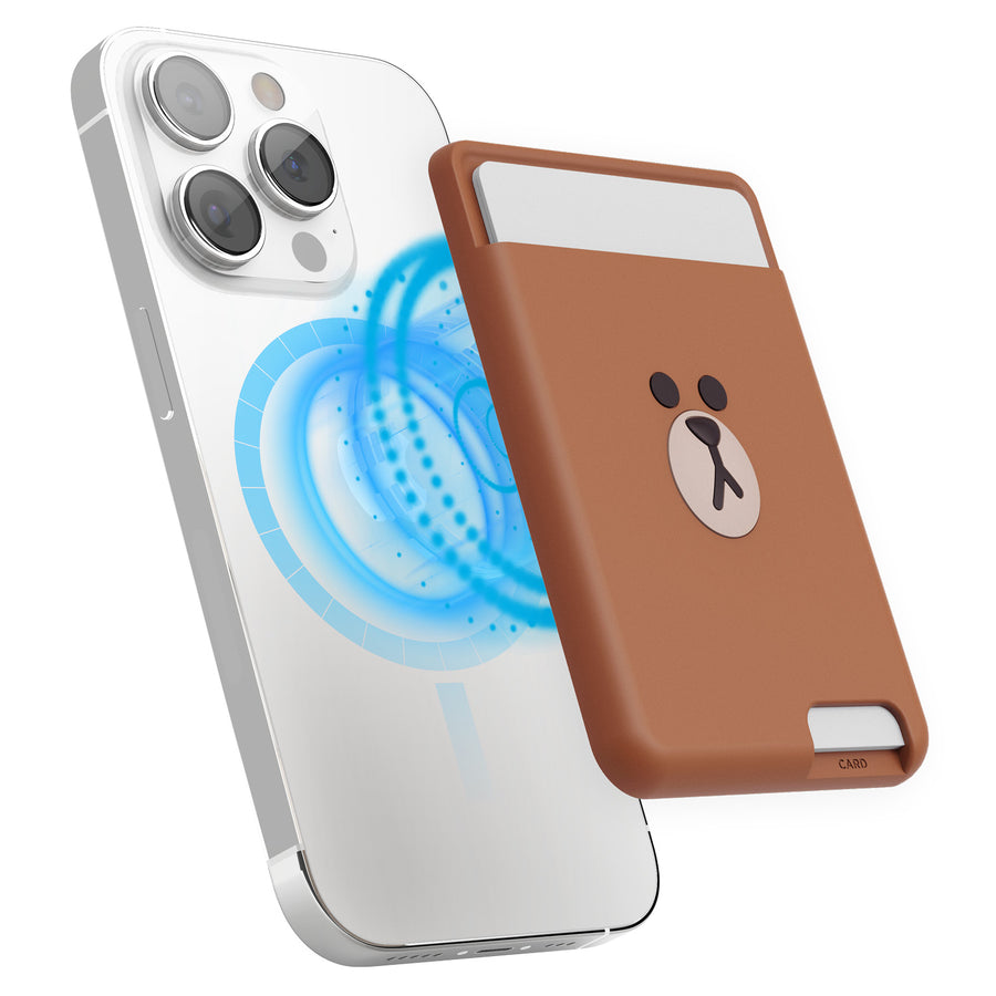 LINE FRIENDS | elago MagSafe Wallet Card Holder [BROWN]