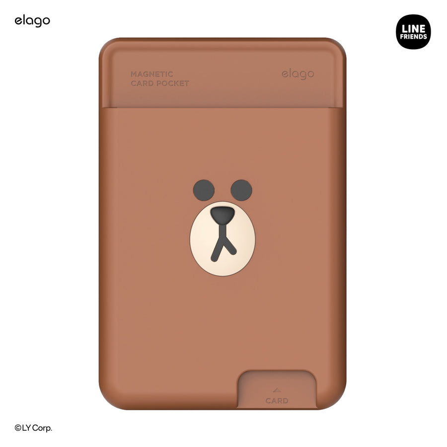 LINE FRIENDS | elago MagSafe Wallet Card Holder [BROWN]