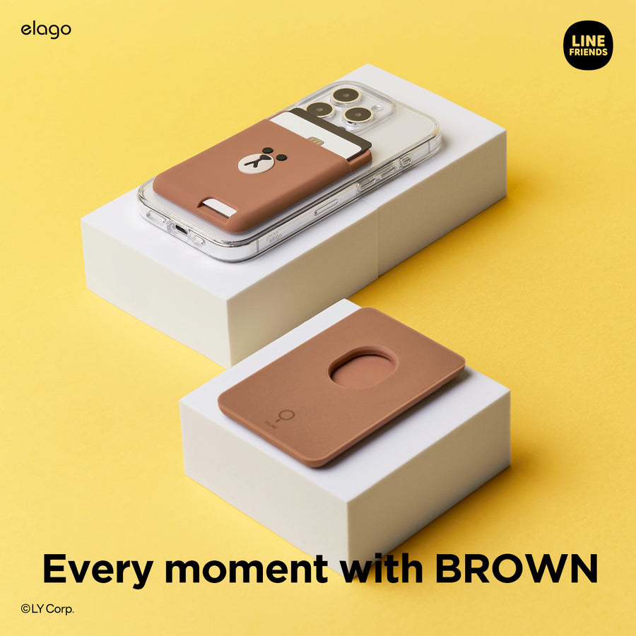 LINE FRIENDS | elago MagSafe Wallet Card Holder [BROWN]