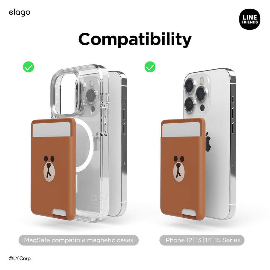 LINE FRIENDS | elago MagSafe Wallet Card Holder [BROWN]