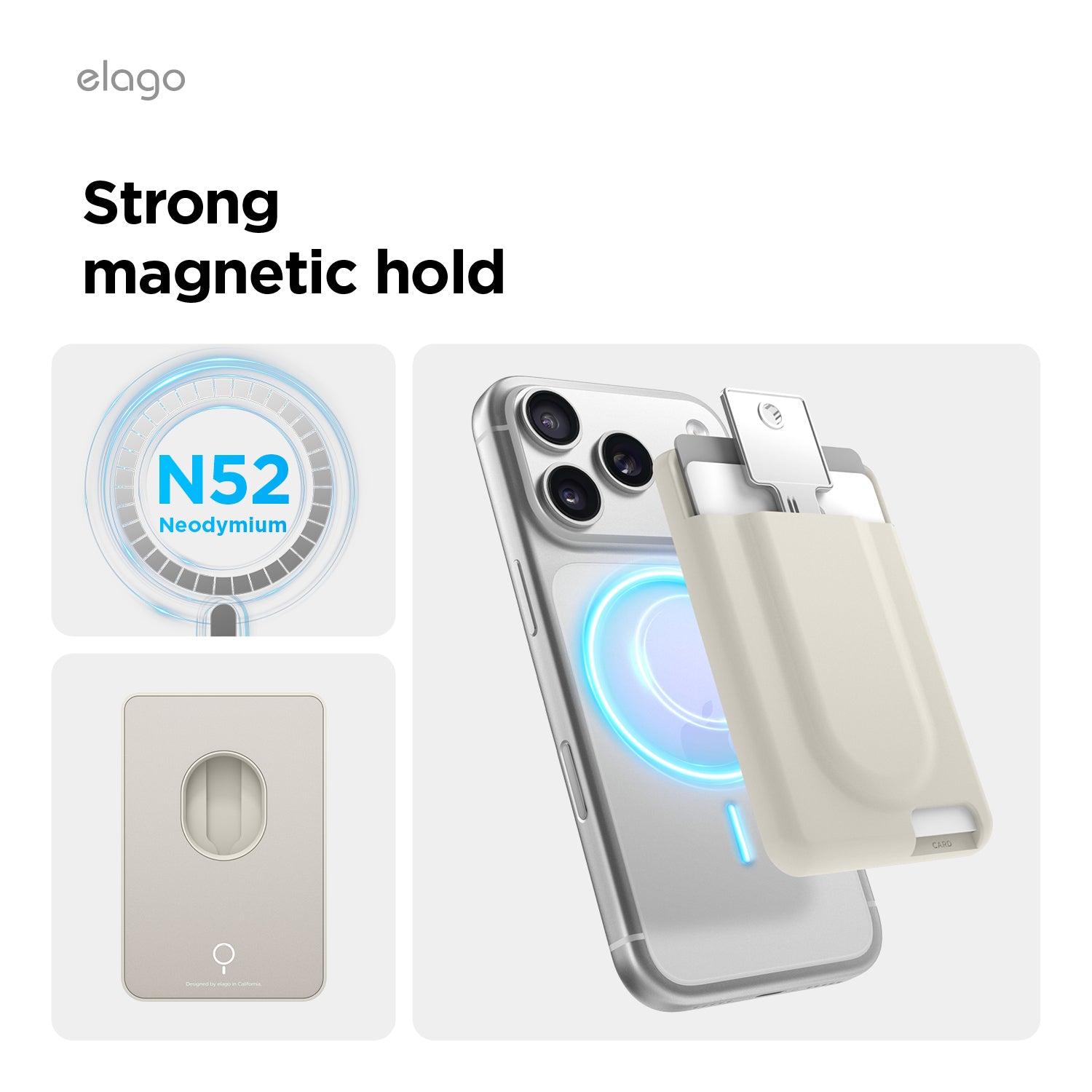 elago Key MagSafe Silicone Card Holder for MagSafe compatible phones Stone elago Key MagSafe Silicone Card Holder for MagSafe compatible phones Stone