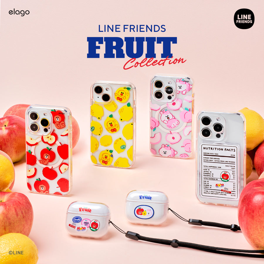 LINE FRIENDS | elago B&F Fruit Shop MagSafe Hybrid Case for iPhone 15 Pro Max [3 Styles]