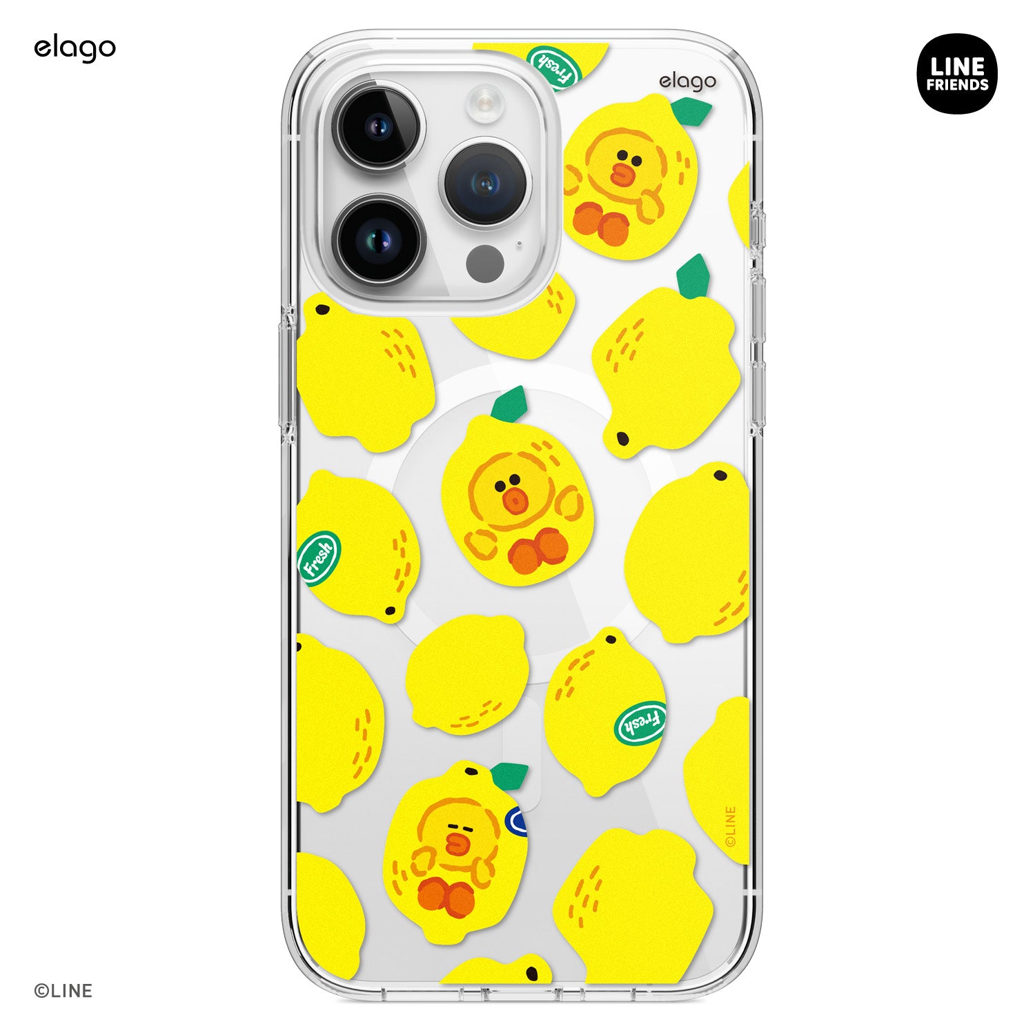 LINE FRIENDS | elago B&F Fruit Shop MagSafe Hybrid Case for iPhone 15 Pro Max