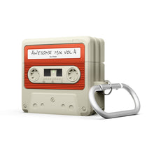 Retro cassette tape design cover for AirPods 4. Cute AirPod 4 case with a carabiner for portability and MagSafe compatibility.