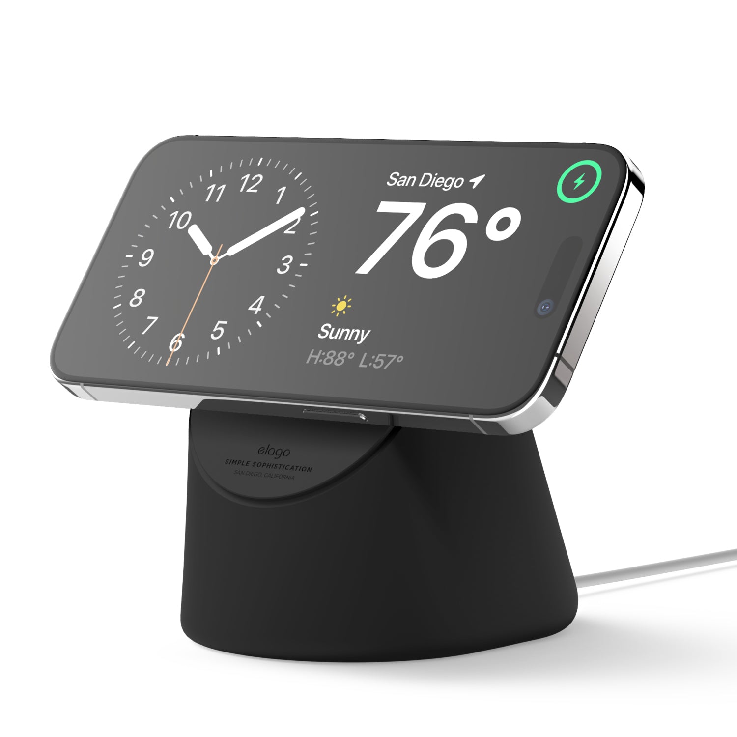 Efficient iPhone stand for charging, designed for stability and ease of use. This stand is perfect for charging without MagSafe compatibility, offering a sleek and durable solution for your iPhone.