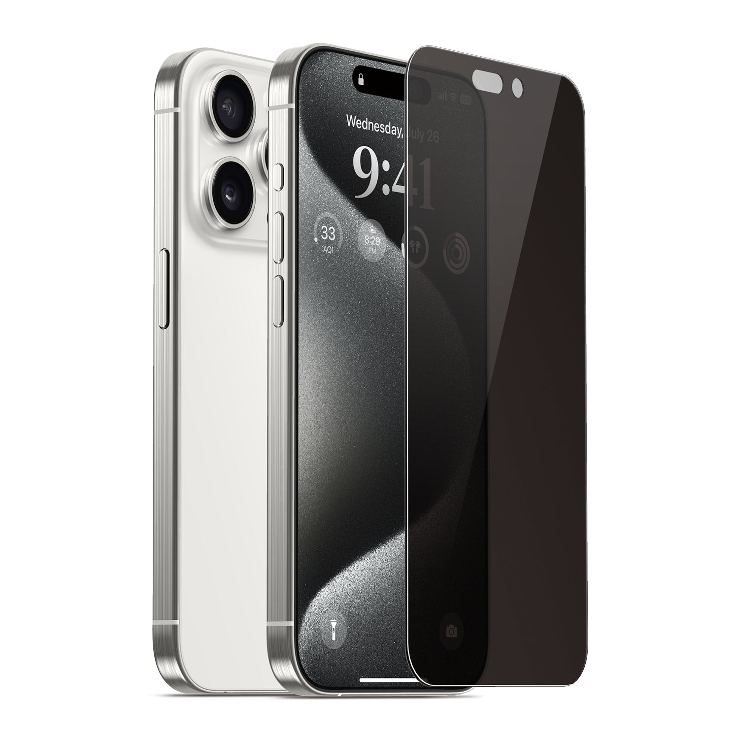 High-quality privacy screen protector for iPhone 15 Pro, designed to safeguard your screen from prying eyes. The best privacy screen protector for iPhone 15 Pro, offering exceptional durability and screen protection.