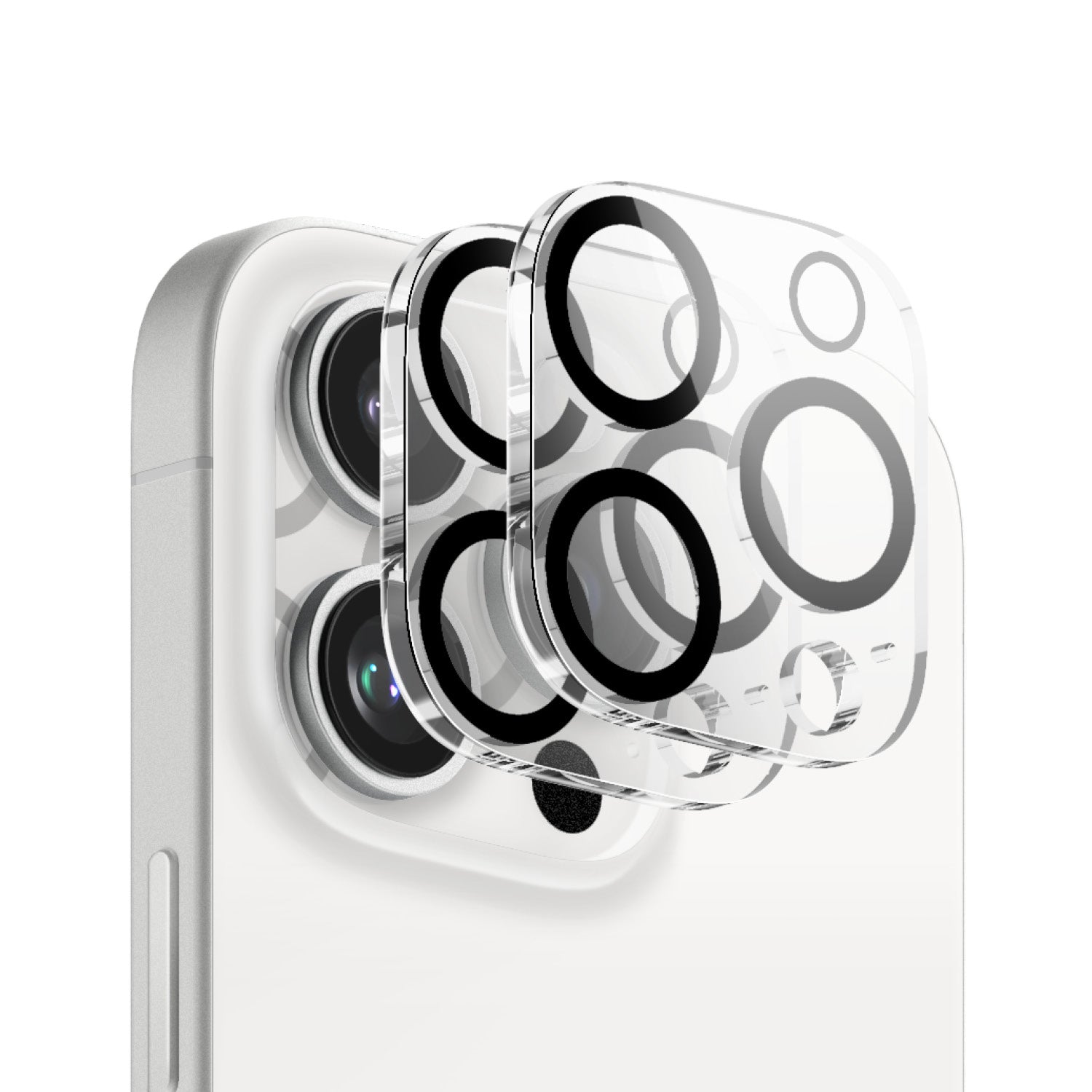 Clear camera protector for iPhone 16 Pro Max, featuring precise cutouts for enhanced protection. A sleek iPhone 16 Pro case with camera control cover for added durability and style.
