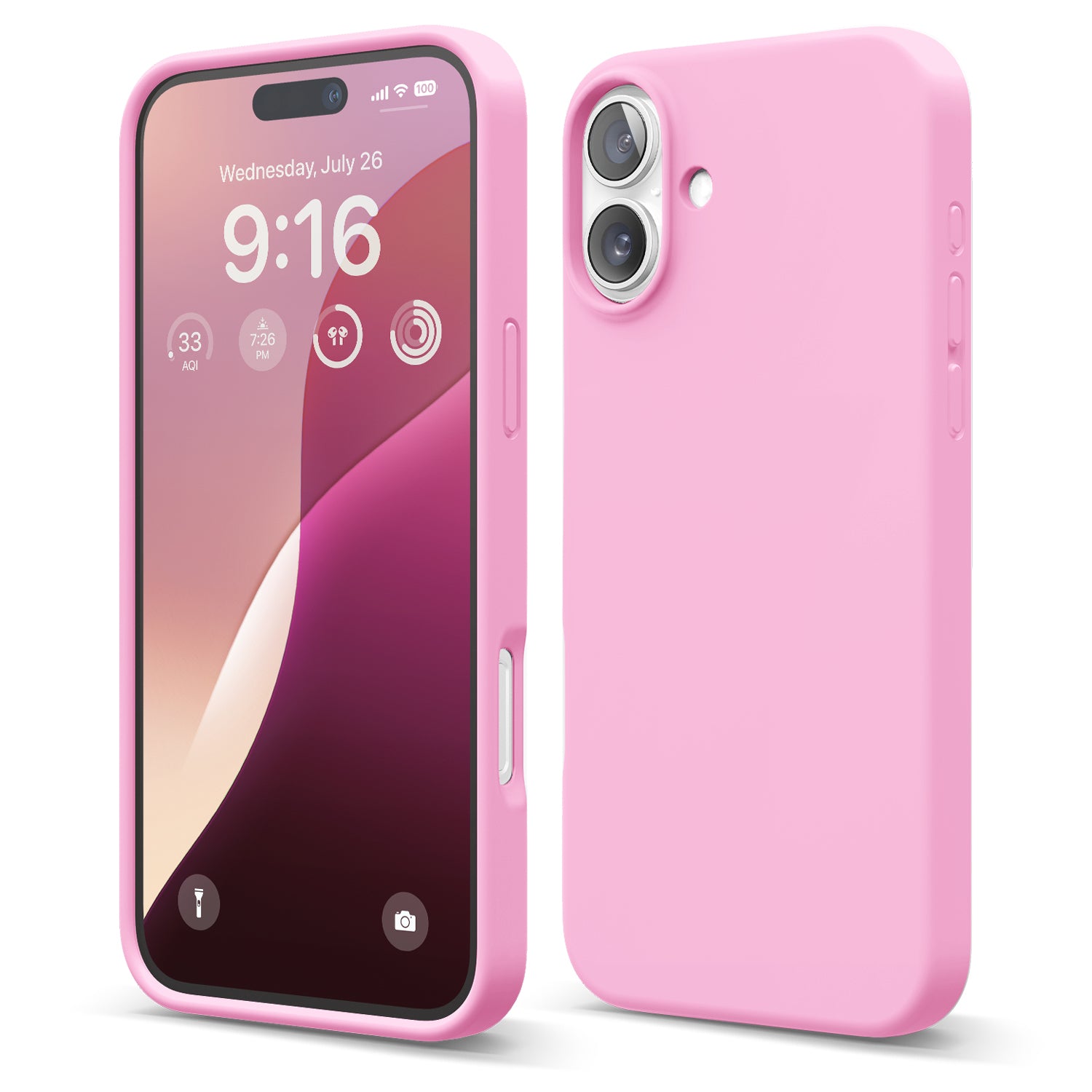 Soft pink silicone case for Apple iPhone 16 Plus, combining style and durability. A perfect Speck iPhone 16 Plus case and Apple-designed cover, ideal for premium phone protection.