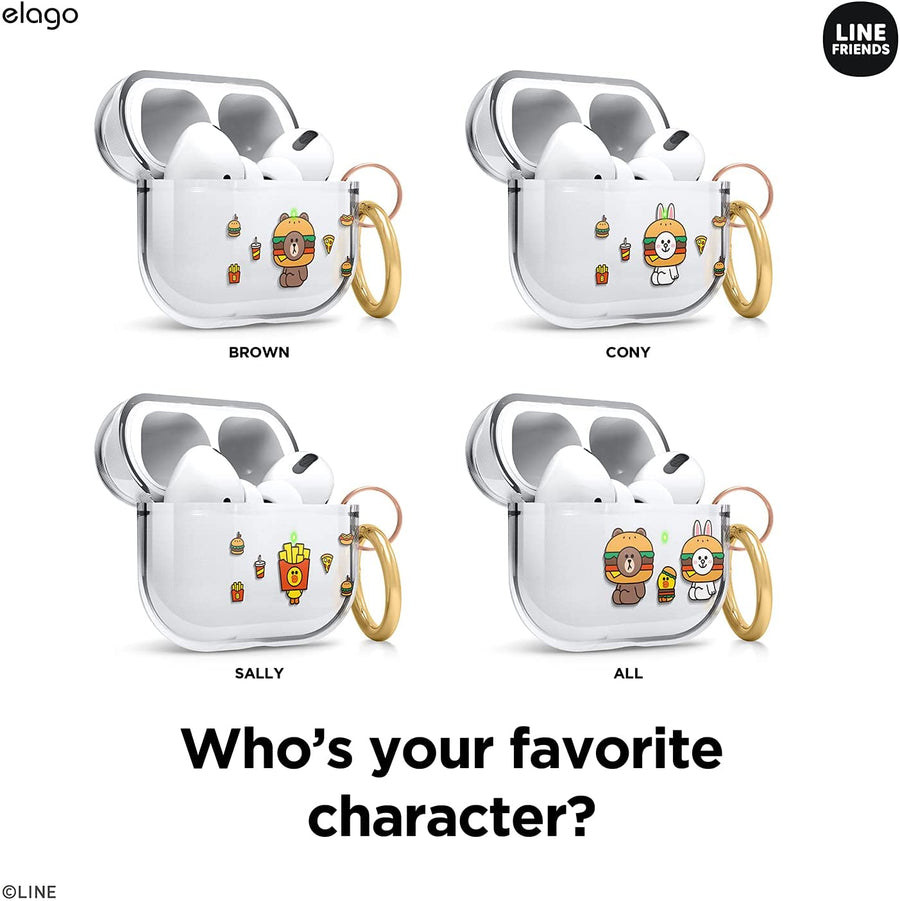 LINE FRIENDS | elago Burger Time Clear Case for AirPods Pro [4 Styles]
