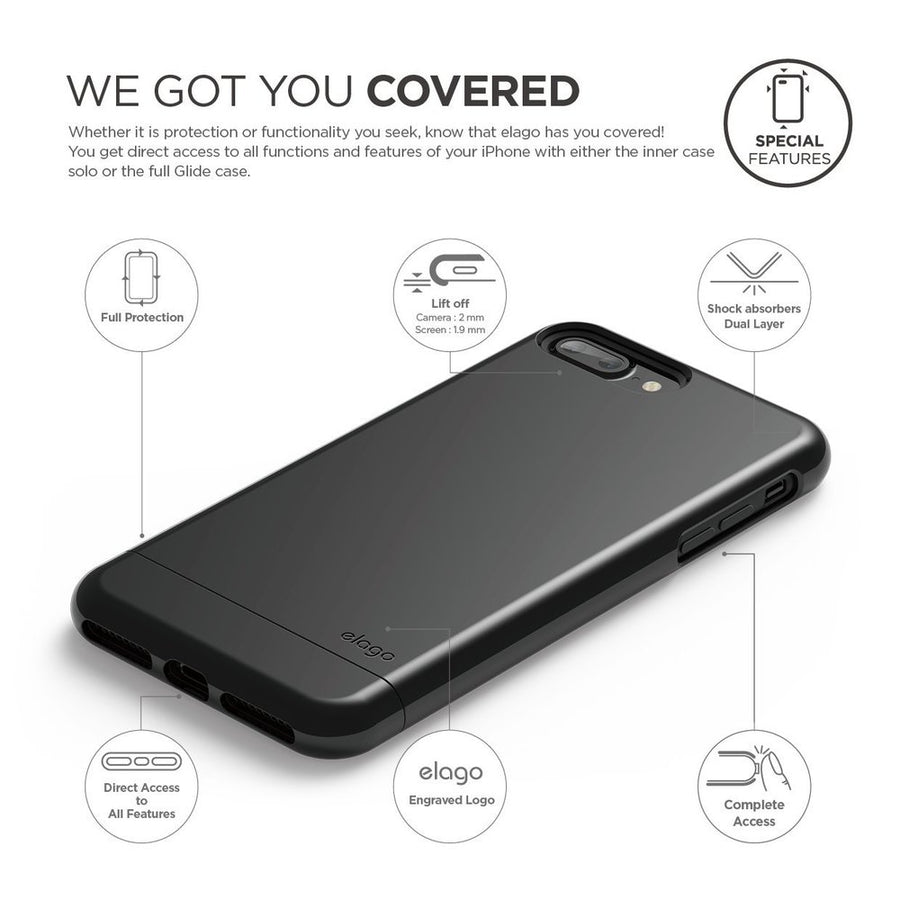 Glide Case for iPhone 7 Plus [Included Tempered Glass+ Screen Protector]
