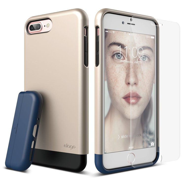 Glide Case for iPhone 7 Plus [Included Tempered Glass+ Screen Protector]
