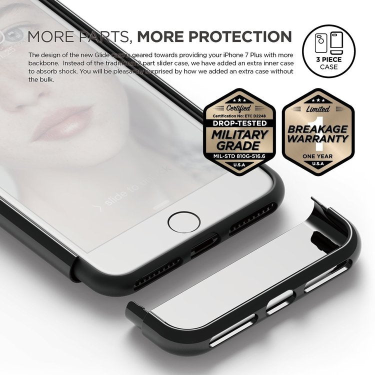 Glide Case for iPhone 7 Plus [Included Tempered Glass+ Screen Protector]