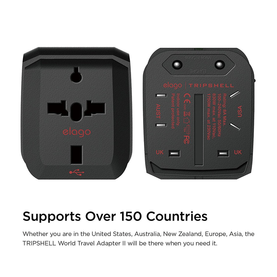 Tripshell World Travel Adapter & Dual USB Adapter