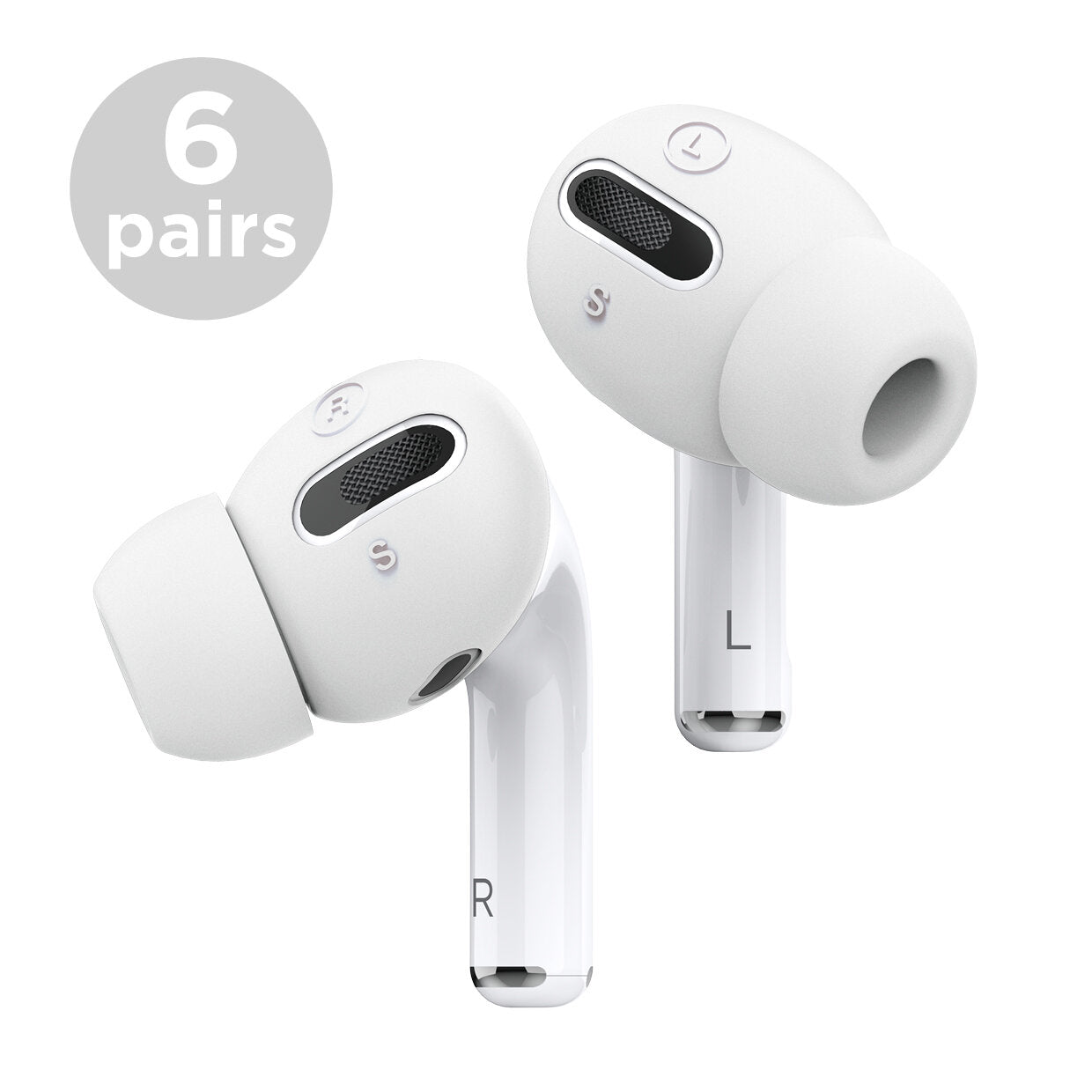 Earbuds Cover Plus with Integrated Tips [6 Pairs] [4 Colors]