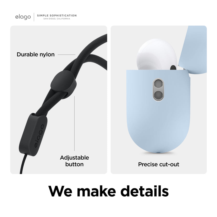 Liquid Hybrid Case with Nylon Lanyard for AirPods Pro 2 [6 Colors]