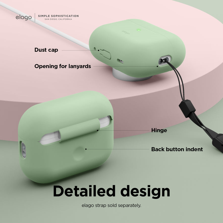 Silicone Basic Case with Fabric Lanyard for AirPods Pro 2 9 Colors