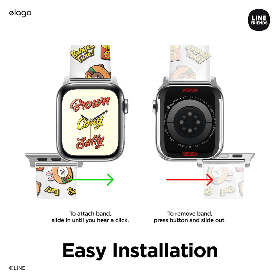 LINE FRIENDS | elago Burger Time Strap for Apple Watch [4 Styles] [2 Sizes]