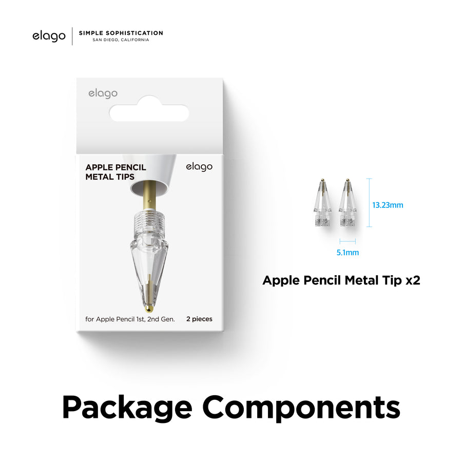 Metal Pencil Replacement Tips for Apple Pencil 1st, 2nd Gen [2 Pack]