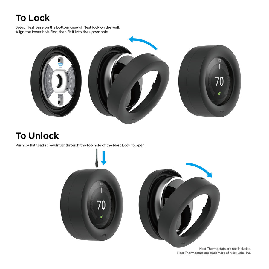 Lock for Nest Thermostat - 1st, 2nd, 3rd Gen, E [2 Colors]