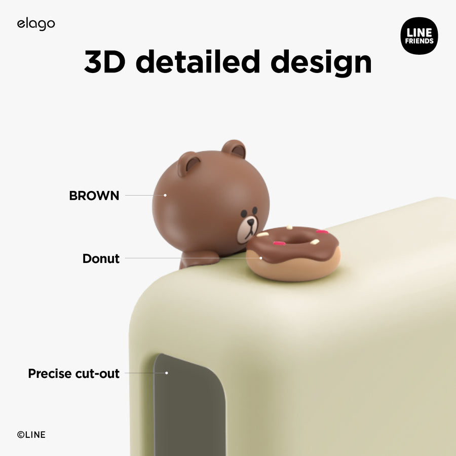 elago | LINE FRIENDS Brown MacBook Charger Cover