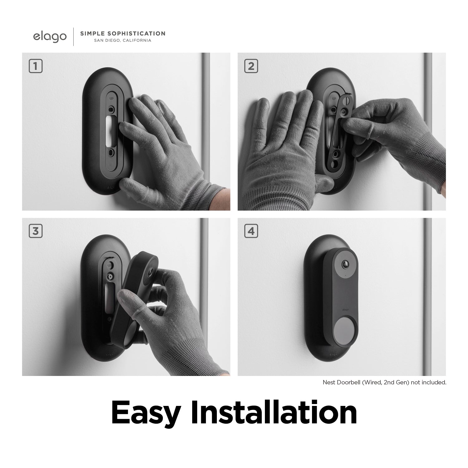 Wall Plate for Nest Hello Video Doorbell (Wired, 2nd Gen) elago
