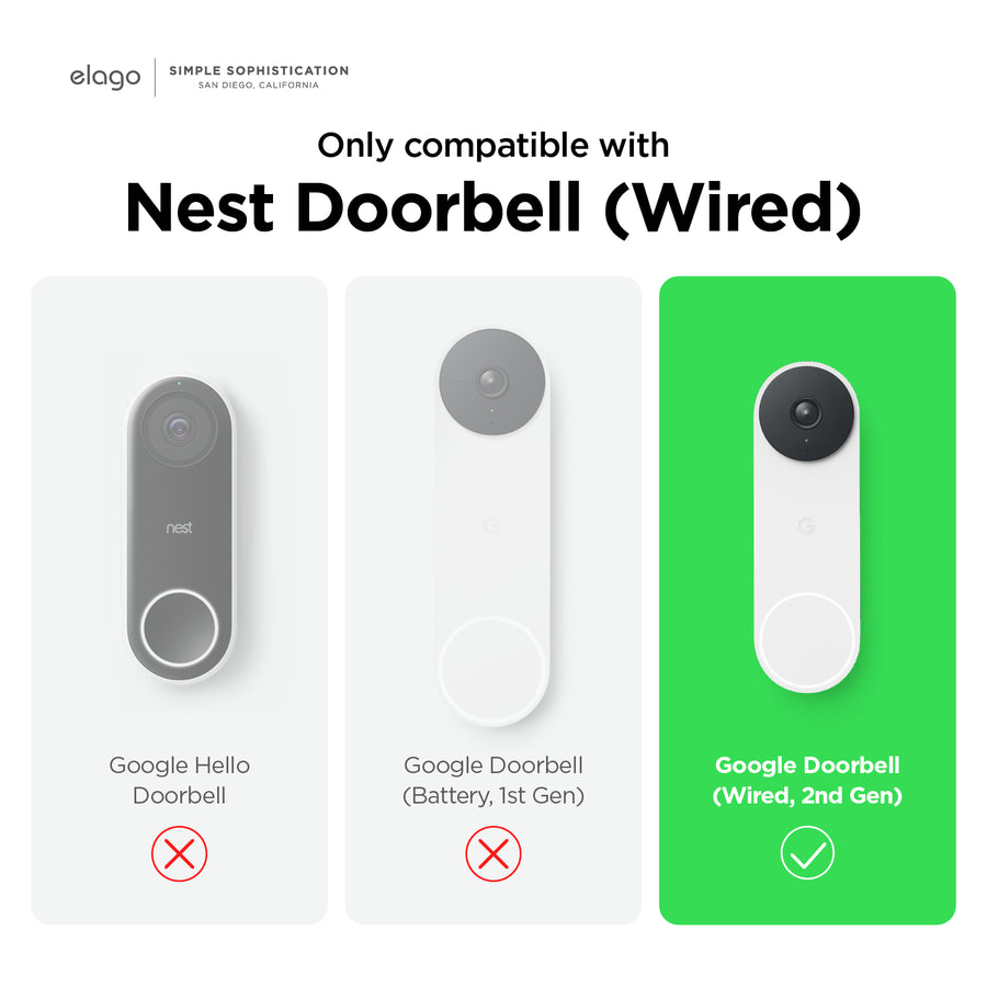 Silicone Case for Google Nest Hello Video Doorbell (Wired, 2nd Gen) [2 Colors]