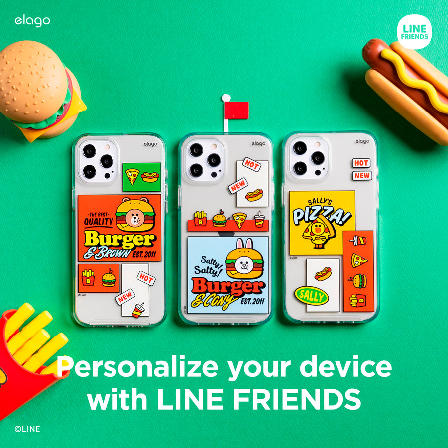 LINE FRIENDS | elago Burger Time Case for iPhone 12 / 12 Pro Case [3 Styles]