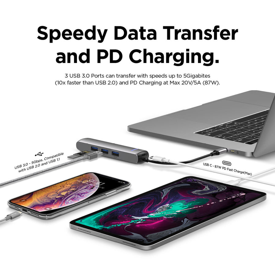 6 in 1 Ethernet / HDMI Multi Hub USB-C