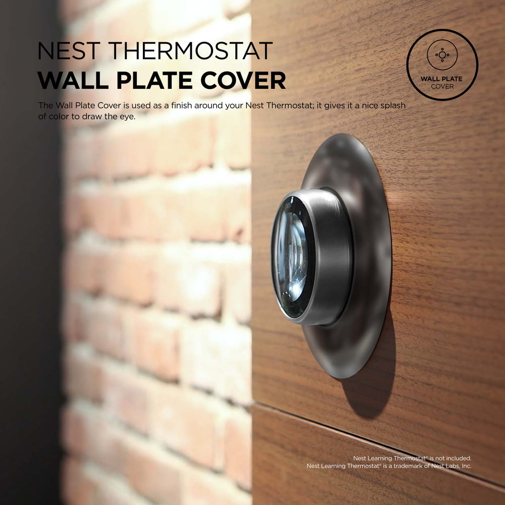 Elago Matte Dark Grey Wall Plate Cover For Google Nest Learning Thermostat - ENET-ABSPAD-DGY