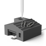 Beige multifunctional stand and charger case for Apple Pencil, featuring magnetic storage for small items. Designed as the best Apple Pencil stand, it serves as a case + stand for Apple Pencil, offering convenience and functionality as an Apple Pencil holder stand.